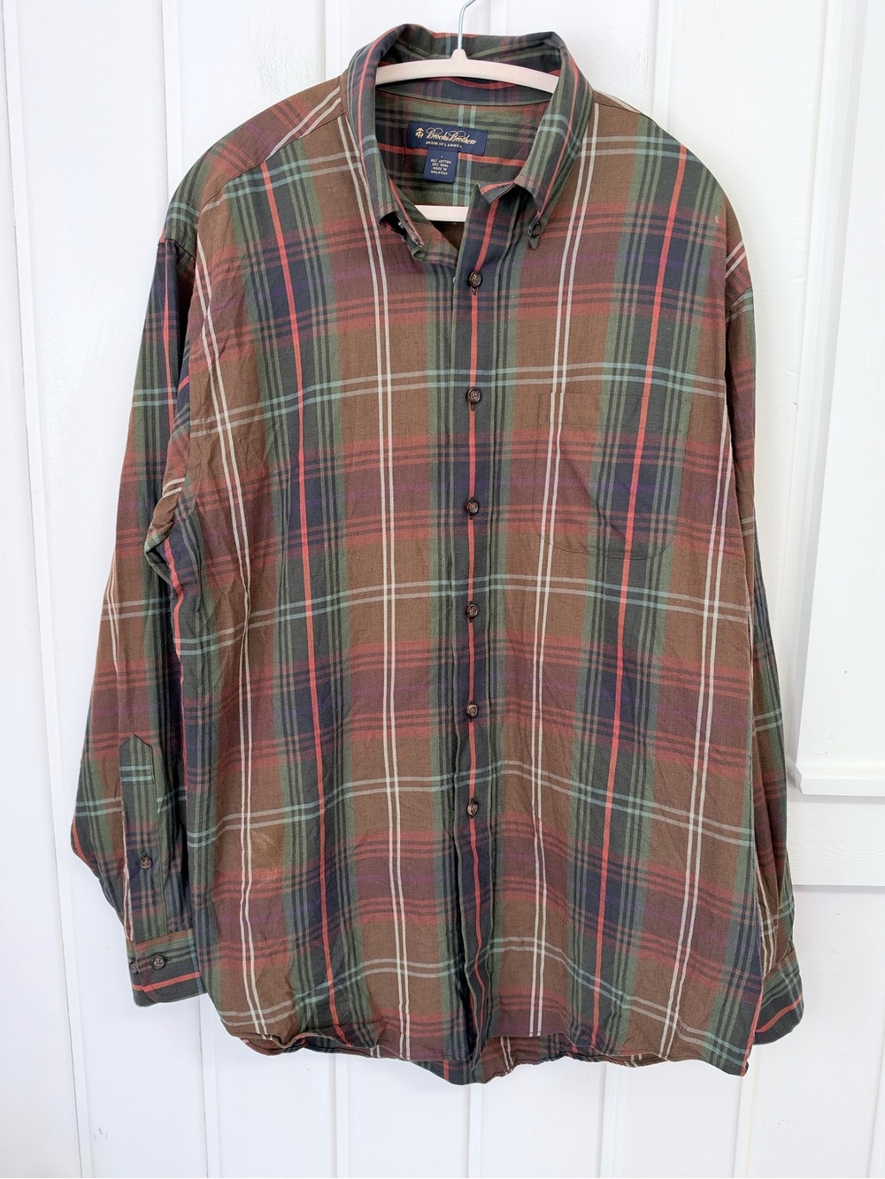 Brooks Brothers Brooksflannel Wool Blend Plaid Button Down Shirt L